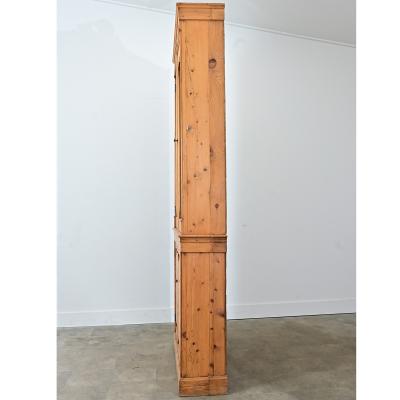 English Tall Pine Bookcase with Painted Interior
