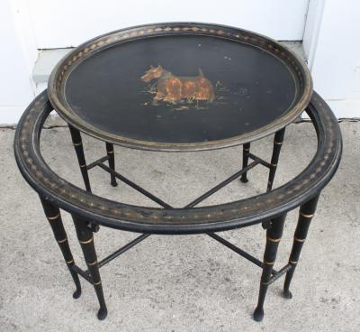 English Toleware Terrier Tray on Stand