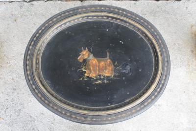 English Toleware Terrier Tray on Stand