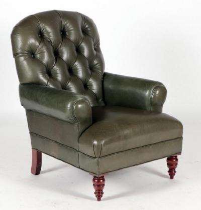 English Tufted Leather Side Chair