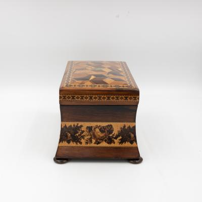 English Tunbridge Ware Concave Sided Box circa 1850