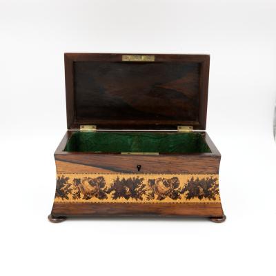 English Tunbridge Ware Concave Sided Box circa 1850