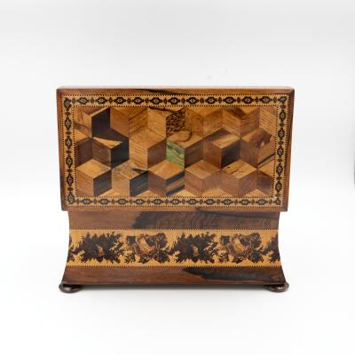 English Tunbridge Ware Concave Sided Box circa 1850