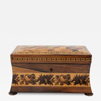 English Tunbridge Ware Concave Sided Box circa 1850