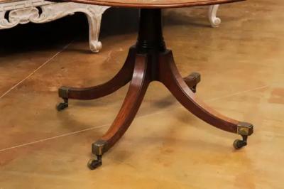 English Turn of the Century Mahogany Tilt Top Center Table with Leather Top