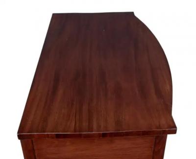 English Victorian 1860s Walnut and Mahogany Bowfront Sideboard with Five Drawers