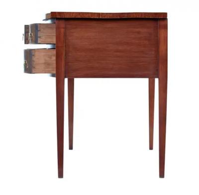 English Victorian 1860s Walnut and Mahogany Bowfront Sideboard with Five Drawers