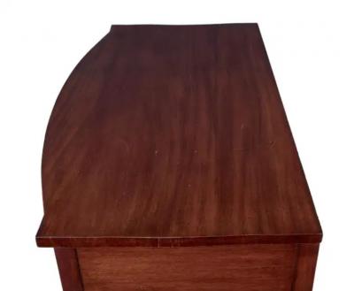 English Victorian 1860s Walnut and Mahogany Bowfront Sideboard with Five Drawers