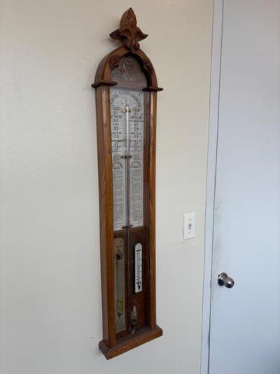 English Victorian Admiral Fitzroys wall barometer in an oak case