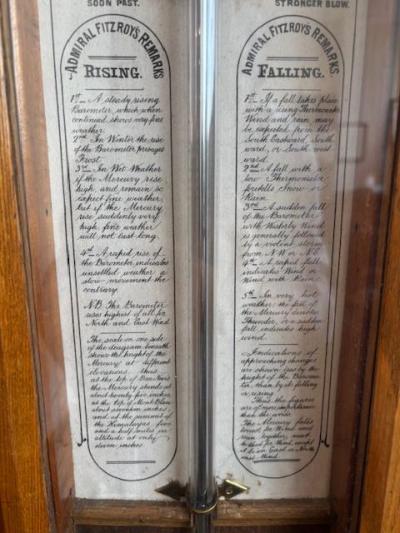 English Victorian Admiral Fitzroys wall barometer in an oak case