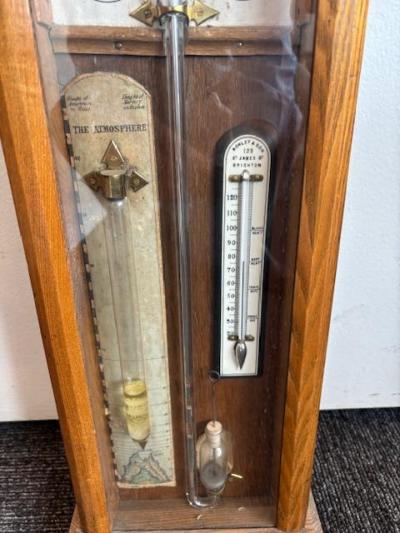 English Victorian Admiral Fitzroys wall barometer in an oak case