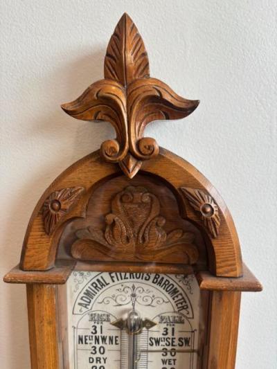 English Victorian Admiral Fitzroys wall barometer in an oak case