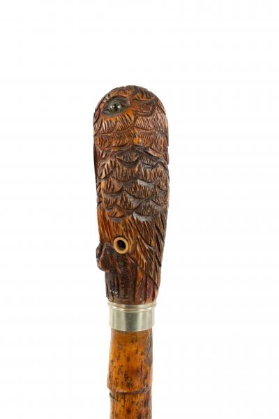 English Victorian Bamboo Owl Cane