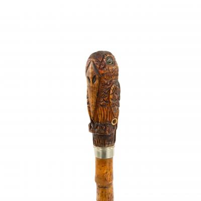 English Victorian Bamboo Owl Cane