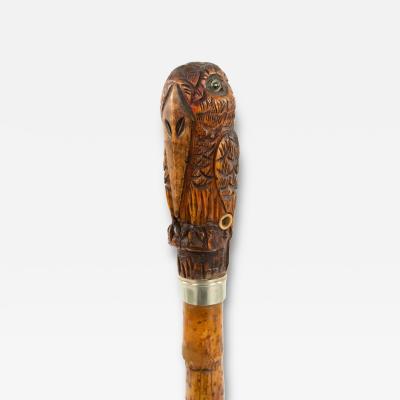 English Victorian Bamboo Owl Cane