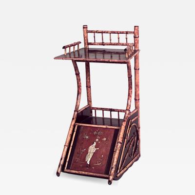 English Victorian Bamboo and Black Lacquer Shaped Side End Table
