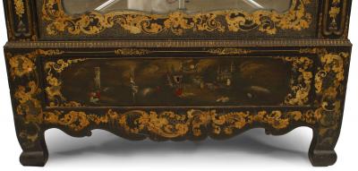 English Victorian Black Lacquered Painted Moorish Scenes Armoire