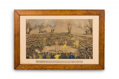 English Victorian Boxing Match Lithograph