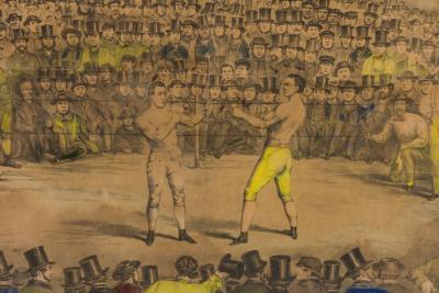 English Victorian Boxing Match Lithograph