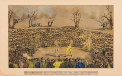English Victorian Boxing Match Lithograph