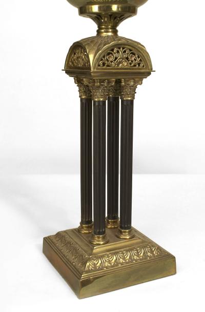 English Victorian Brass Column Table Lamp