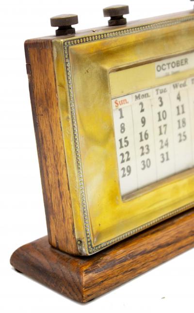 English Victorian Brass Desk Calendar