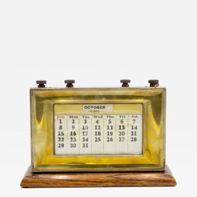 English Victorian Brass Desk Calendar