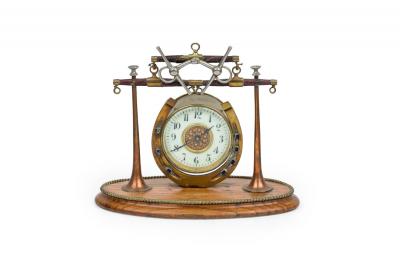 English Victorian Brass Horseshoe Clock