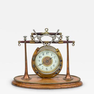 English Victorian Brass Horseshoe Clock
