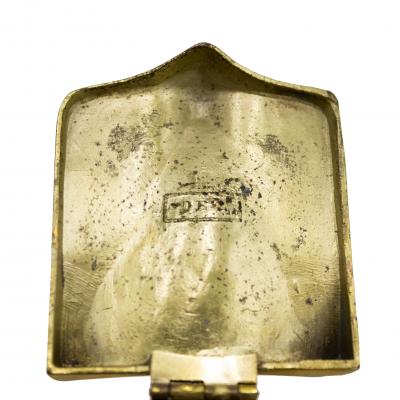 English Victorian Brass Owl Inkwell