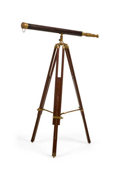 English Victorian Brass and Leather Telescope