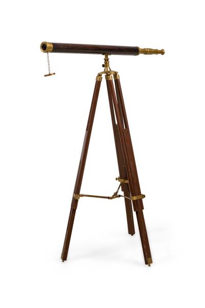 English Victorian Brass and Leather Telescope