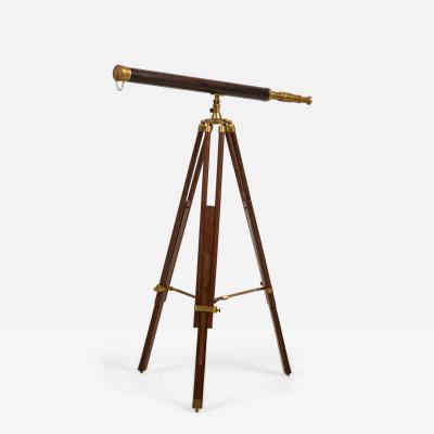 English Victorian Brass and Leather Telescope