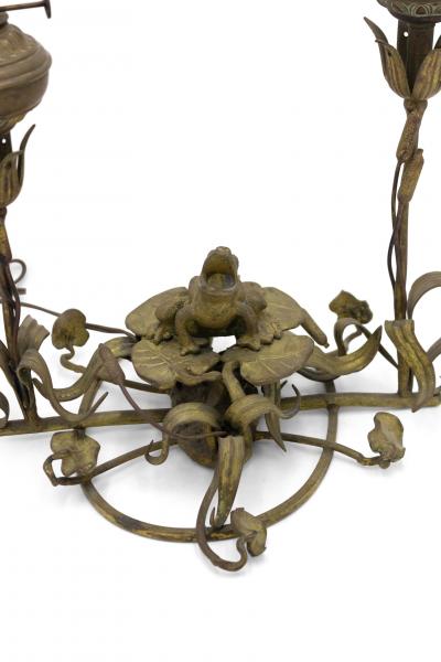 English Victorian Bronze Frog Table Lamp