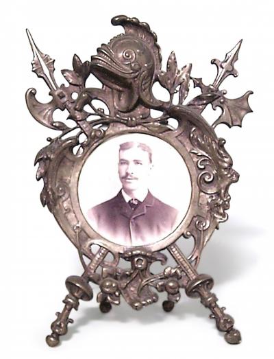 English Victorian Bronze Military Picture Frame