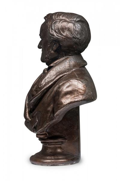 English Victorian Bronze Painted Plaster Male Bust