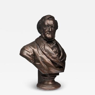English Victorian Bronze Painted Plaster Male Bust