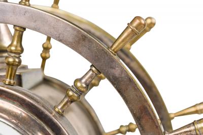 English Victorian Bronze Ship Wheel Clock