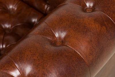 English Victorian Chesterfield Style Tufted Brown Leather Lounge Chairs