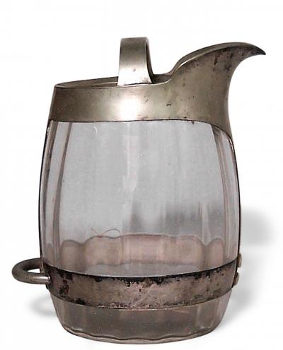 English Victorian Crystal and Silver Pitcher