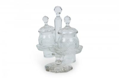 English Victorian Cut Crystal Cruet Set