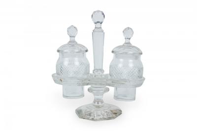 English Victorian Cut Crystal Cruet Set
