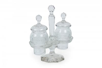 English Victorian Cut Crystal Cruet Set