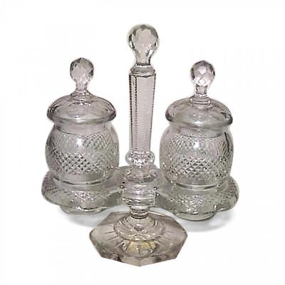 English Victorian Cut Crystal Cruet Set
