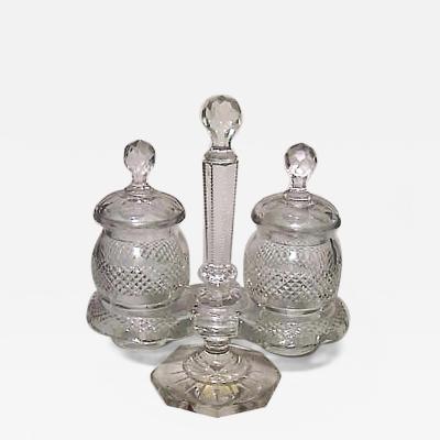 English Victorian Cut Crystal Cruet Set