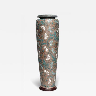English Victorian Daulton Floral Ceramic Vase