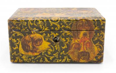 English Victorian Decoupage Dog Box