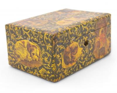 English Victorian Decoupage Dog Box