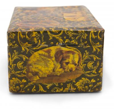English Victorian Decoupage Dog Box