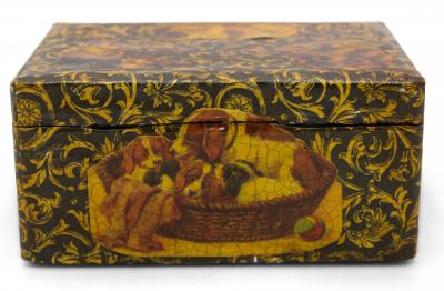 English Victorian Decoupage Dog Box